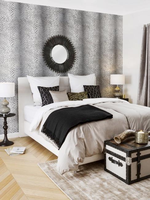 Neutral gray and silver in the bedroom