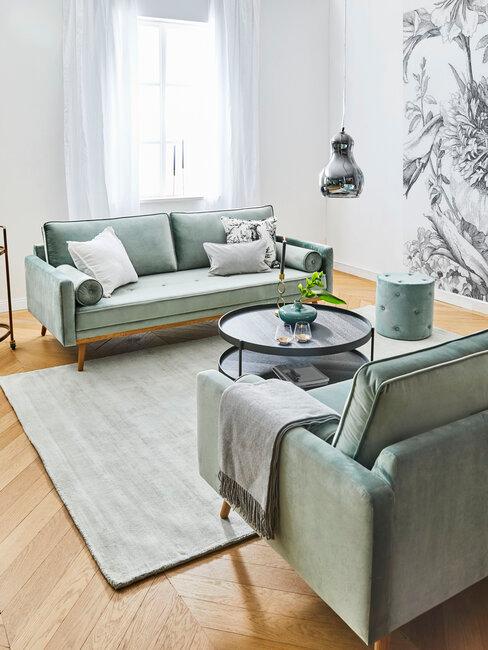 Bright living room combined in mint color